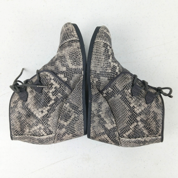 Toms Kala Wedge Bootie Women Size 7.5 Gray Faux Snakeskin Lace Up Ankle Boots - Picture 8 of 10